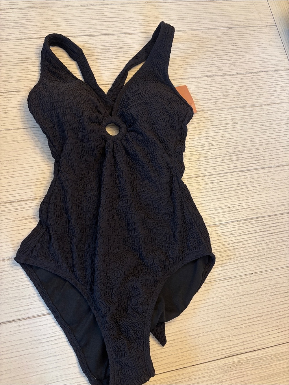 Shade & Shore Black Textured One-Piece Swimsuit